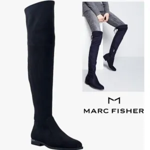 Marc Fisher Womans Renn Faux Suede Tall Over-The-Knee Boots low Heel Round Toe 8