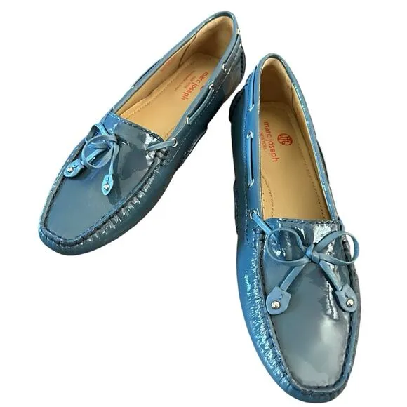 Marc Joseph Cypress Hill Driving Moccasin Patent Leather Atlantic Blue  NEW 9