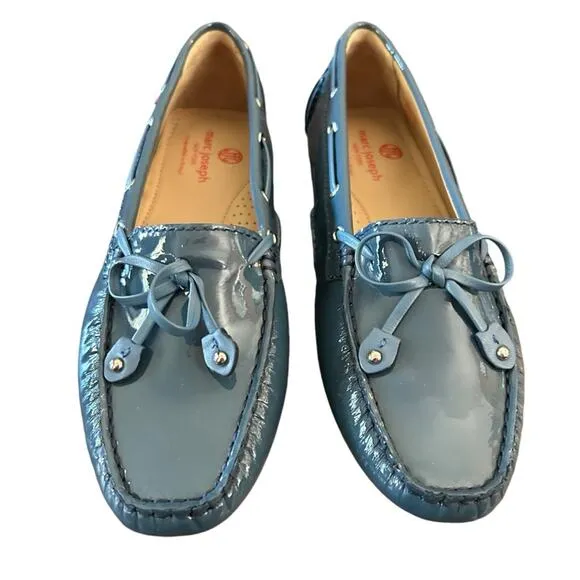 Marc Joseph Cypress Hill Driving Moccasin Patent Leather Atlantic Blue  NEW 9