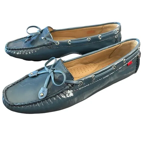 Marc Joseph Cypress Hill Driving Moccasin Patent Leather Atlantic Blue  NEW 9