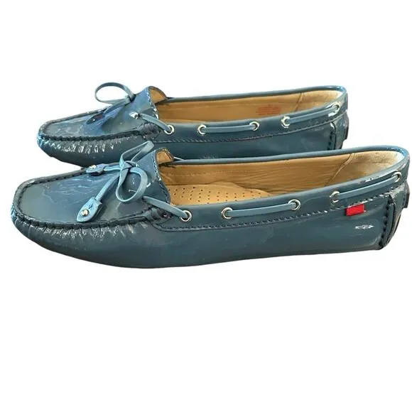 Marc Joseph Cypress Hill Driving Moccasin Patent Leather Atlantic Blue  NEW 9