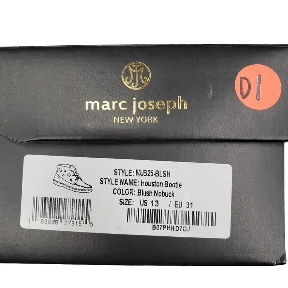 Marc Joseph | NIB Houston Bootie Blush Nobuck Leather Lace Up Boots Girl's 13