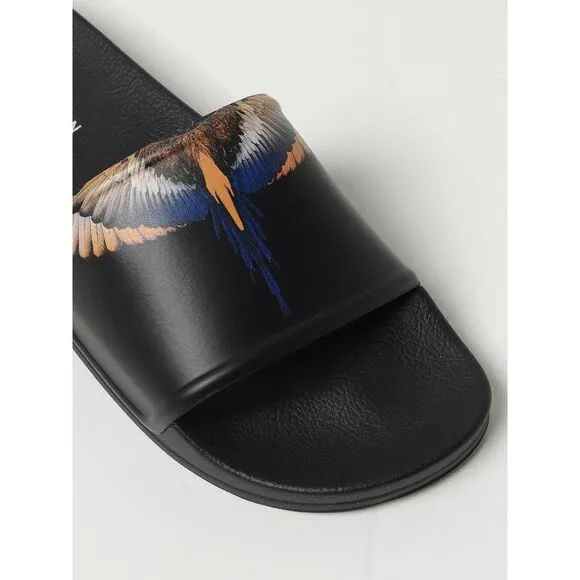 Marcelo Burlon County Of Milan Winged Slides Casual Footwear Men Black Sandals