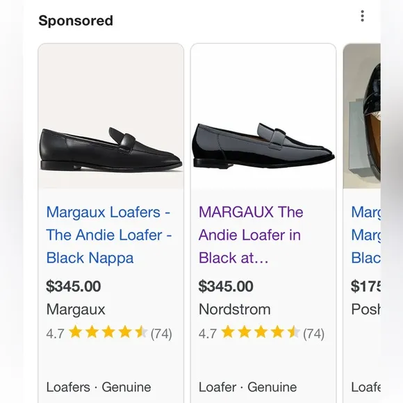 Margaux The Andie Loafer in Black Patent Leather Size 36.5
