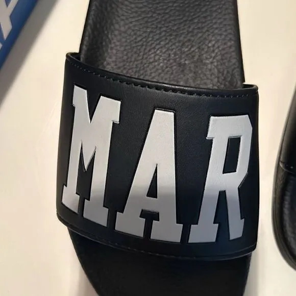 Market Men's Size 7 Women's Size 8.5 Standard Slide Sandals Black White New