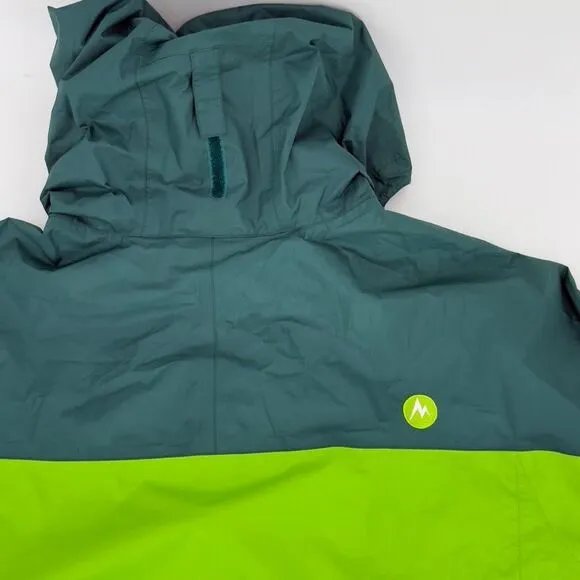Marmot XL Lime Dark Green Rain Jacket Waterproof Hooded Outdoor Hiking Gorpcore