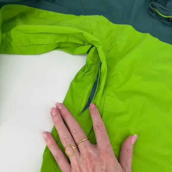 Marmot XL Lime Dark Green Rain Jacket Waterproof Hooded Outdoor Hiking Gorpcore