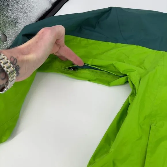 Marmot XL Lime Dark Green Rain Jacket Waterproof Hooded Outdoor Hiking Gorpcore