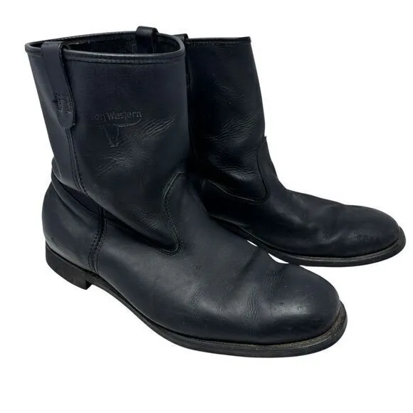 Mason Western Men's Leather Black Cowboy Work Boots Vibram Soles Size 16D
