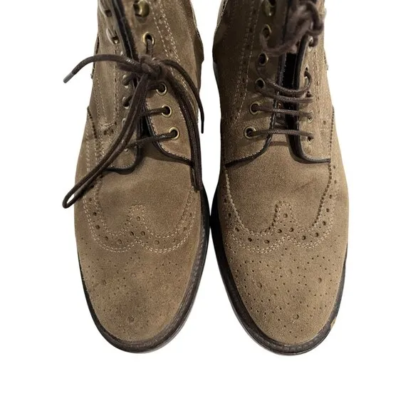 Massimo Dutti Brogue Lace Up Ankle Boots in Taupe