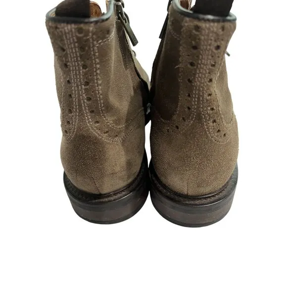 Massimo Dutti Brogue Lace Up Ankle Boots in Taupe