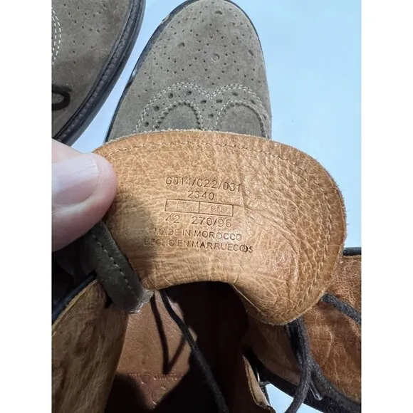 Massimo Dutti Brogue Lace Up Ankle Boots in Taupe