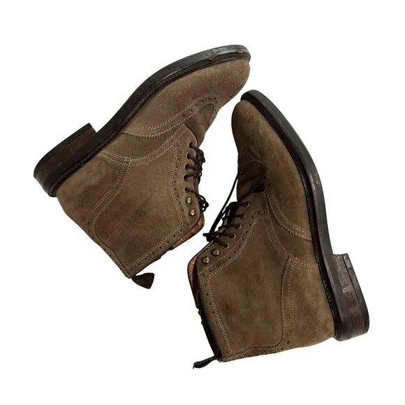 Massimo Dutti Brogue Lace Up Ankle Boots in Taupe