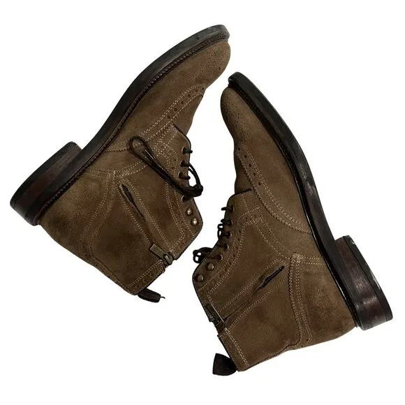 Massimo Dutti Brogue Lace Up Ankle Boots in Taupe