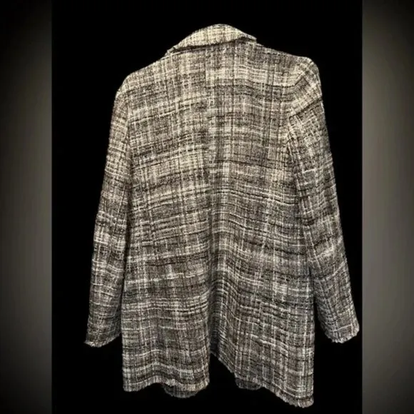 Massimo Dutti Wool Blend Textured Weave Blazer | Gray &amp; Tan | Size 10