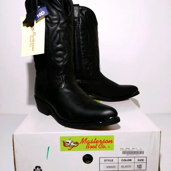 Masterson Cowboy Boots Mens Black Western Boots Cowboy Boots Mens Size 10
