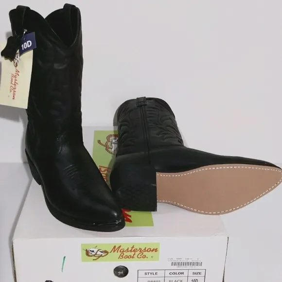 Masterson Cowboy Boots Mens Black Western Boots Cowboy Boots Mens Size 10