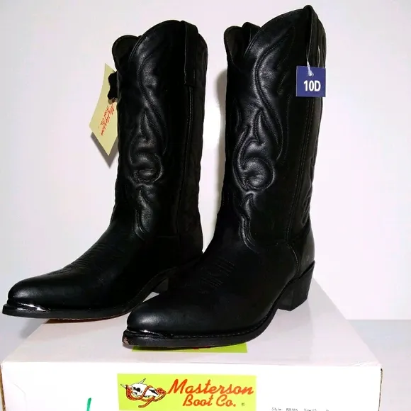 Masterson Cowboy Boots Mens Black Western Boots Cowboy Boots Mens Size 10