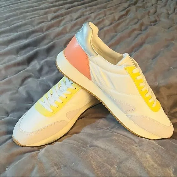 MATISSE Colorblock Suede Farrah Lace Up Low Top Trainers Sneakers White 9M