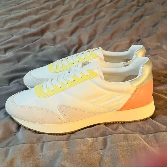 MATISSE Colorblock Suede Farrah Lace Up Low Top Trainers Sneakers White 9M