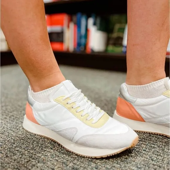MATISSE Colorblock Suede Farrah Lace Up Low Top Trainers Sneakers White 9M