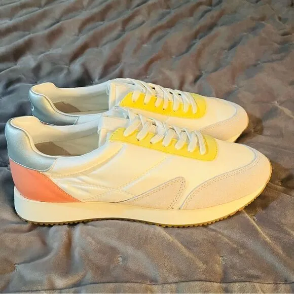 MATISSE Colorblock Suede Farrah Lace Up Low Top Trainers Sneakers White 9M