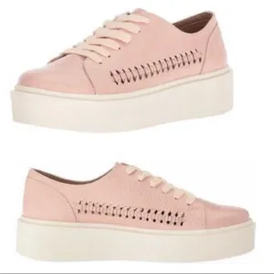 Matisse Leather Sneakers loafers low top Shoes Womens lace up pink 10 white NEW