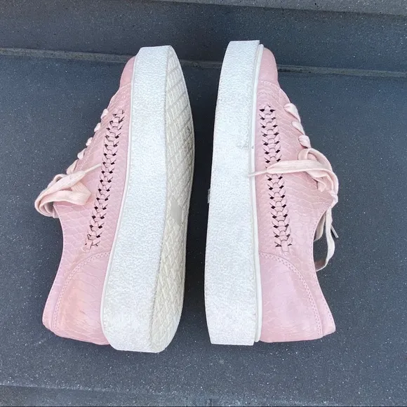 Matisse Leather Sneakers loafers low top Shoes Womens lace up pink 10 white NEW