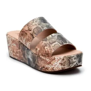 MATISSE Snakeskin Animal Print Double Band Wedge Platform Sandals NWOT