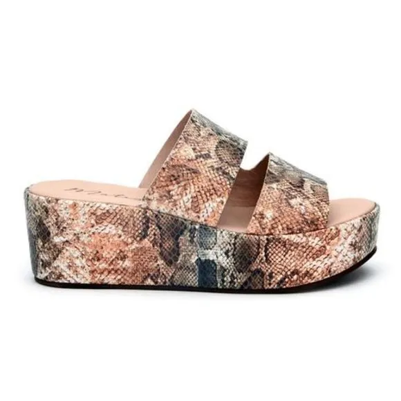 MATISSE Snakeskin Animal Print Double Band Wedge Platform Sandals NWOT