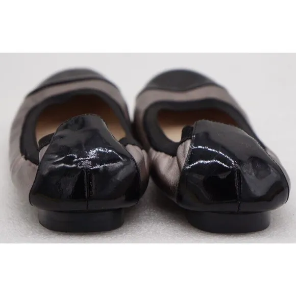 Maud Frizon Paris Black Metallic Mesh Cap Toe Bow Ballet Flats Size 37/7 US