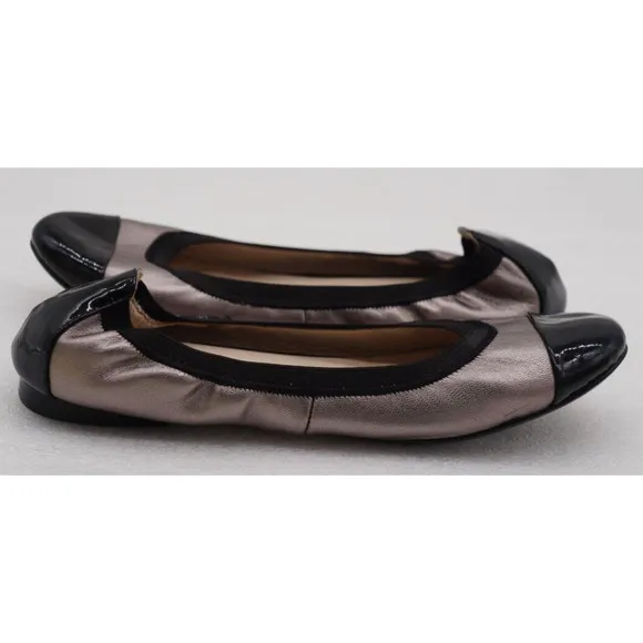 Maud Frizon Paris Black Metallic Mesh Cap Toe Bow Ballet Flats Size 37/7 US