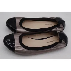 Maud Frizon Paris Black Metallic Mesh Cap Toe Bow Ballet Flats Size 37/7 US