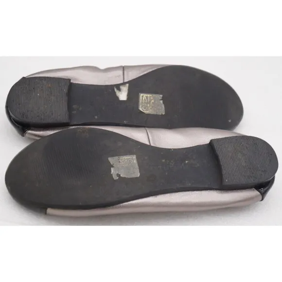 Maud Frizon Paris Black Metallic Mesh Cap Toe Bow Ballet Flats Size 37/7 US