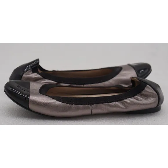 Maud Frizon Paris Black Metallic Mesh Cap Toe Bow Ballet Flats Size 37/7 US