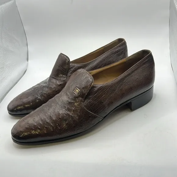 Mauri Slip On Shoes Loafers Dress Work Business Brown Ostrich Mens Size 8.5