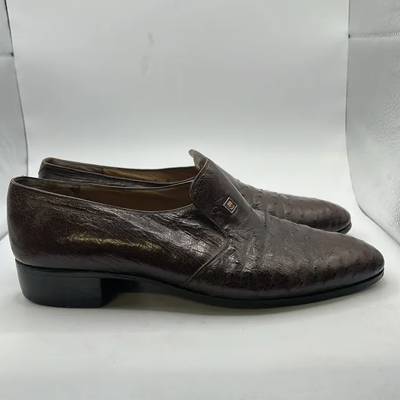 Mauri Slip On Shoes Loafers Dress Work Business Brown Ostrich Mens Size 8.5