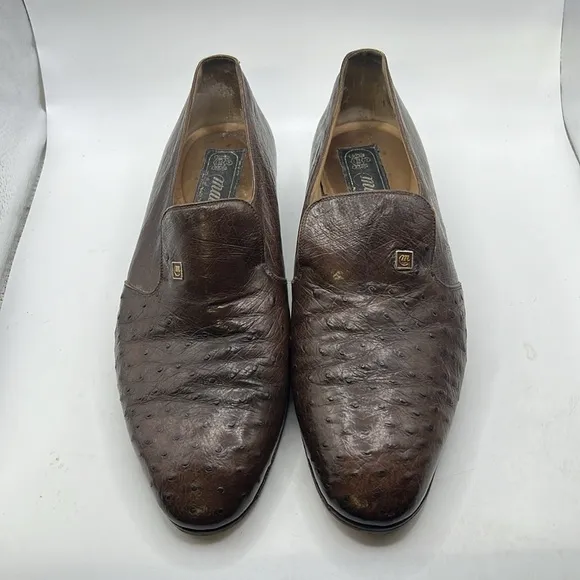 Mauri Slip On Shoes Loafers Dress Work Business Brown Ostrich Mens Size 8.5