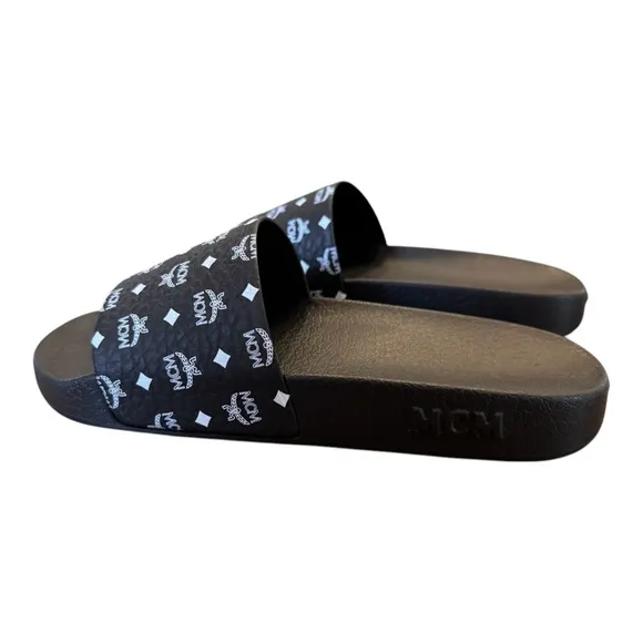 MCM Women's Black Slide Sandals