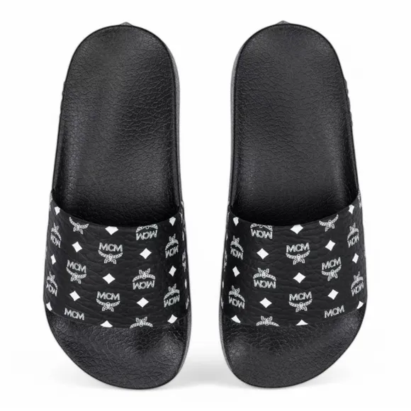 MCM Women's Black Slide Sandals