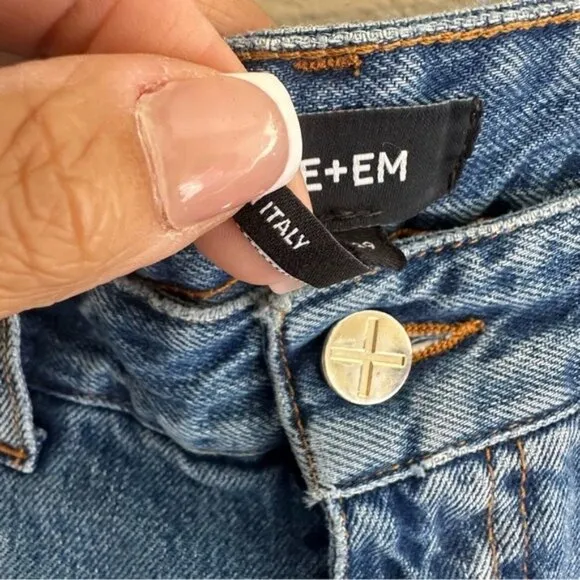 ME EM Distressed Mid-Waist Baggy Crop Jean Women's Blue Wide-Leg Jeans Size 29