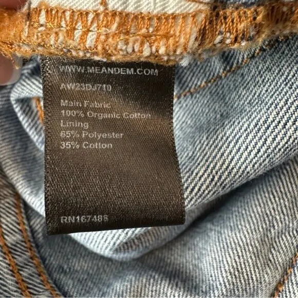 ME EM Distressed Mid-Waist Baggy Crop Jean Women's Blue Wide-Leg Jeans Size 29