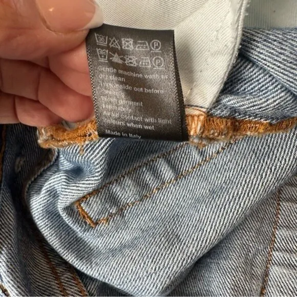 ME EM Distressed Mid-Waist Baggy Crop Jean Women's Blue Wide-Leg Jeans Size 29