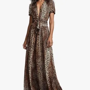 MELISSA ODABASH Lou Leopard Cheetah Animal Print Maxi Cover Dress NWT