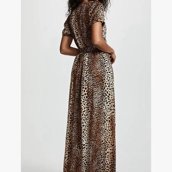 MELISSA ODABASH Lou Leopard Cheetah Animal Print Maxi Cover Dress NWT
