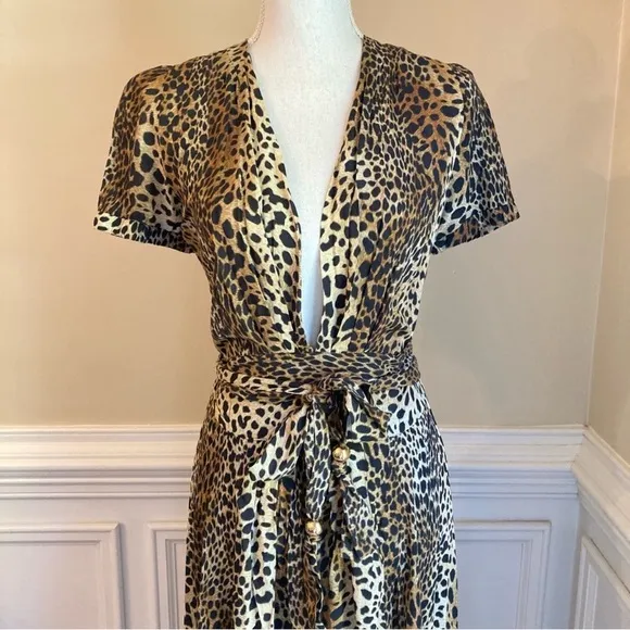 MELISSA ODABASH Lou Leopard Cheetah Animal Print Maxi Cover Dress NWT