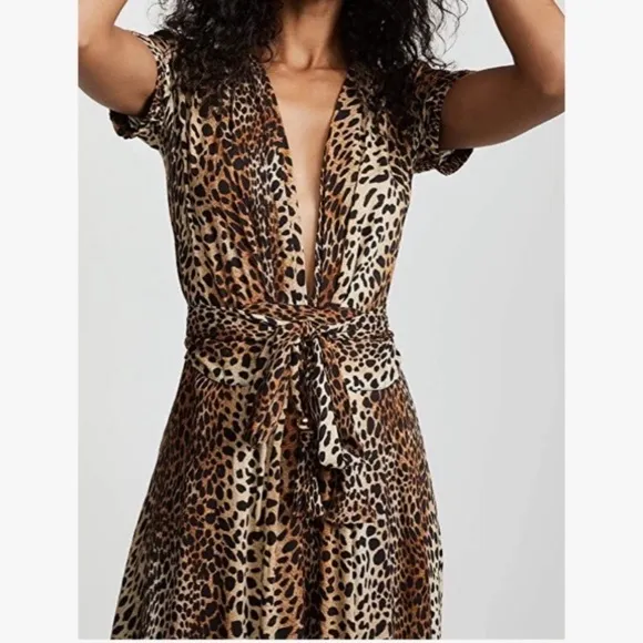 MELISSA ODABASH Lou Leopard Cheetah Animal Print Maxi Cover Dress NWT