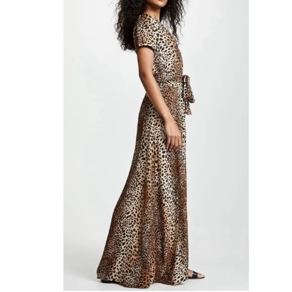 MELISSA ODABASH Lou Leopard Cheetah Animal Print Maxi Cover Dress NWT