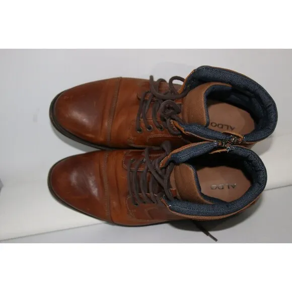 Men's Aldo Hermidias Brown Zip Lace Up Boots Size 9 M 42883 men's‎