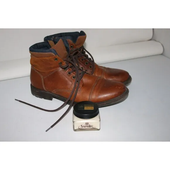 Men's Aldo Hermidias Brown Zip Lace Up Boots Size 9 M 42883 men's‎